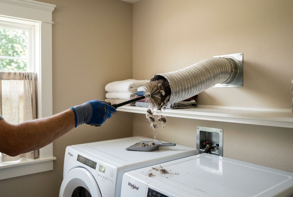 Dryer Vent Cleaning technician at work