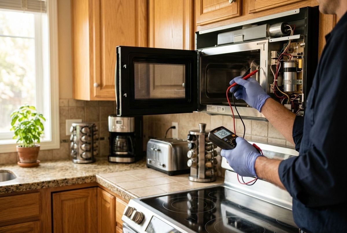 Microwave Repair technician at work