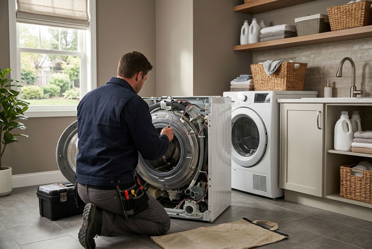 Washer Repair technician at work